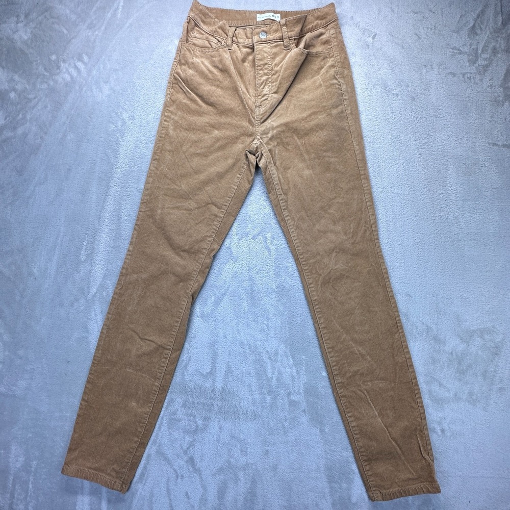 Loft Corduroy Skinny Pants Womens 26 Brown Mid Rise Flat Front Cotton Stretch